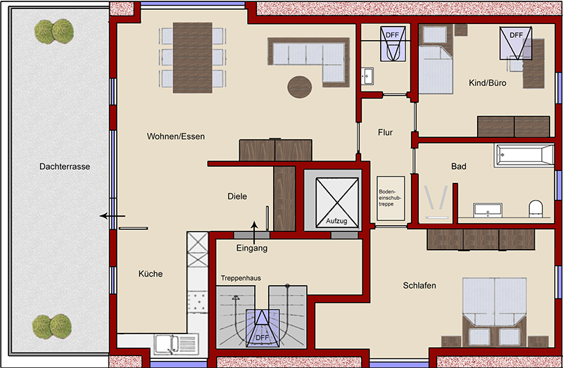 Grundriss - Dachgeschoss Wohnung Bocholt