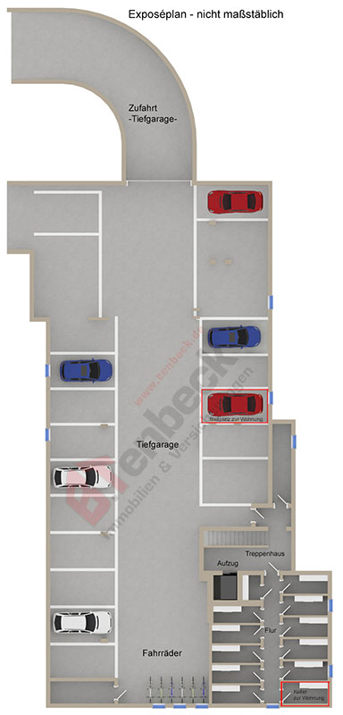 Grundriss - Tiefgarage-Keller Wohnung Bocholt