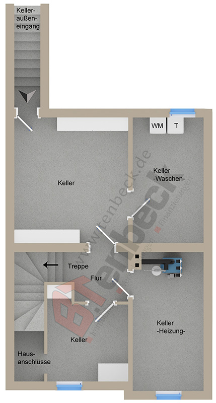 Grundriss - Keller Reihenendhaus Bocholt