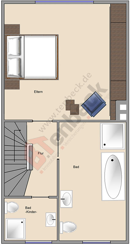 Grundriss - Obergeschoss Reihenmittelhaus Bocholt