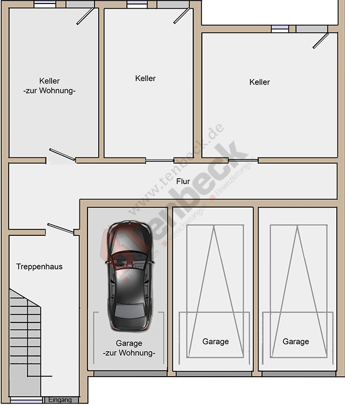 Grundriss - Keller - Garage Wohnung Bocholt