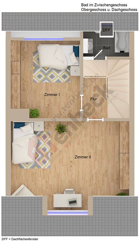Grundriss - Dachgeschoss Reihenmittelhaus Bocholt
