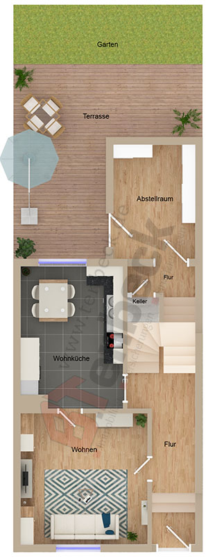 Grundriss - Erdgeschoss Reihenmittelhaus Bocholt