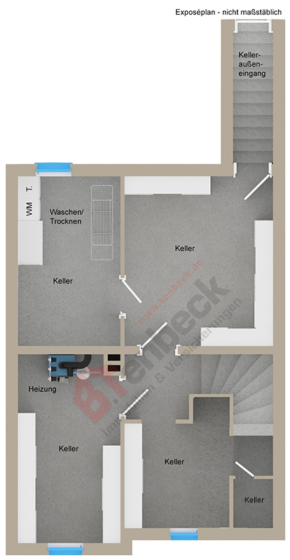 Grundriss - Keller Reihenmittelhaus Bocholt