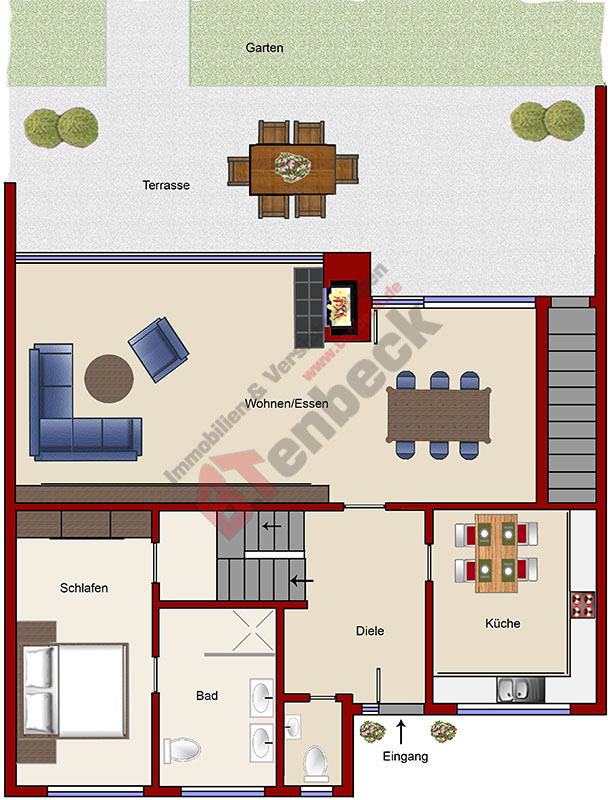 Grundriss - Erd- und Zwischengeschoss Wohnung Bocholt