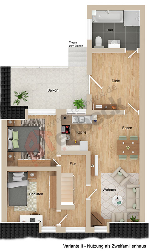 Grundriss - OG Variante II Reihenmittelhaus Bocholt