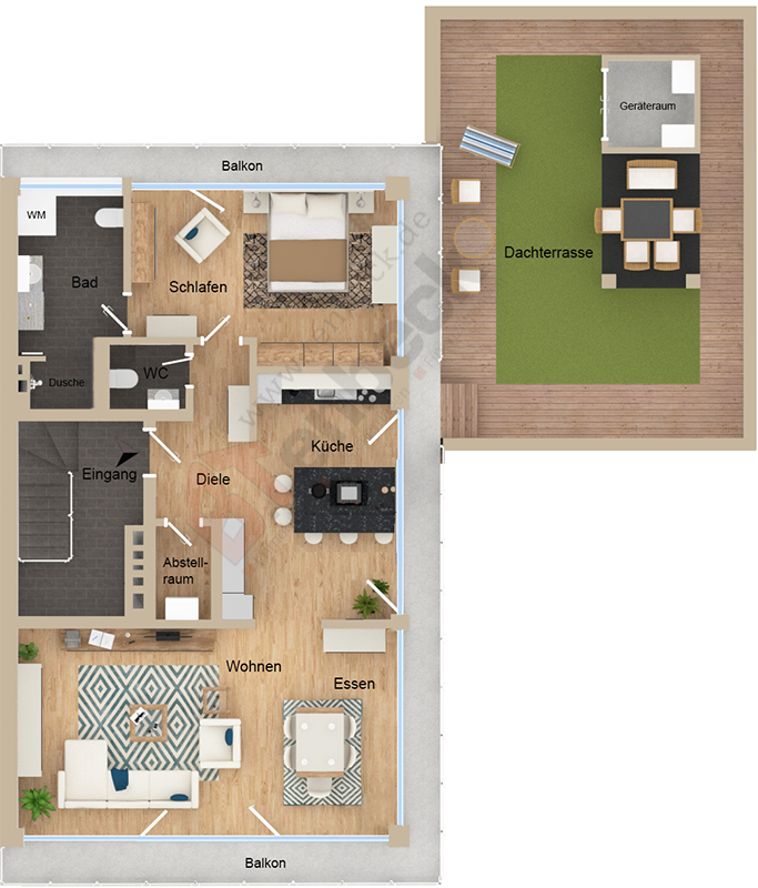 Grundriss - Penthouse Wohnung Bocholt