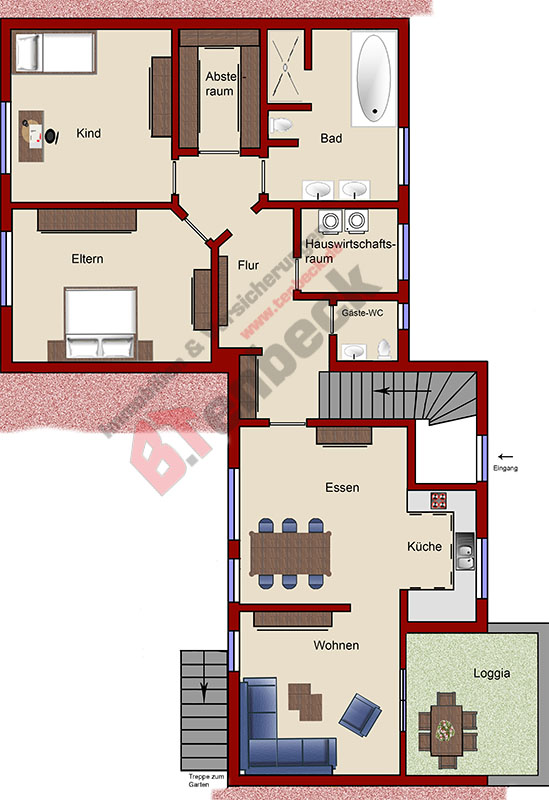 Grundriss - Obergeschoss Wohnung Borken-Burlo