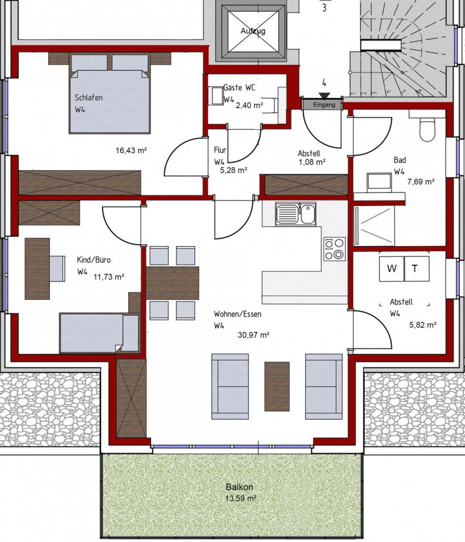 Grundriss - Wohnung 4 Wohnung Bocholt