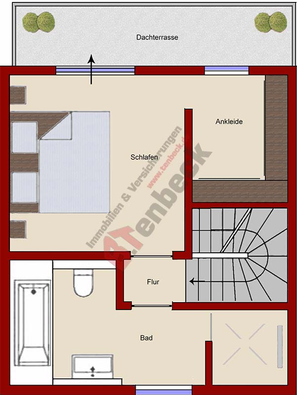 Grundriss - Obergeschoss Reihenendhaus Bocholt