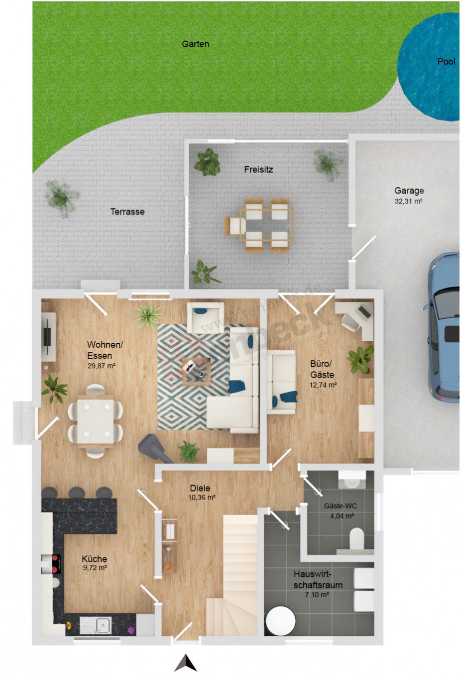 Grundriss - Erdgeschoss Einfamilienhaus Rhede