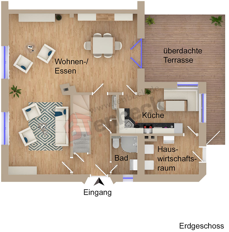 Grundriss - Erdgeschoss Doppelhaush�lfte Bocholt