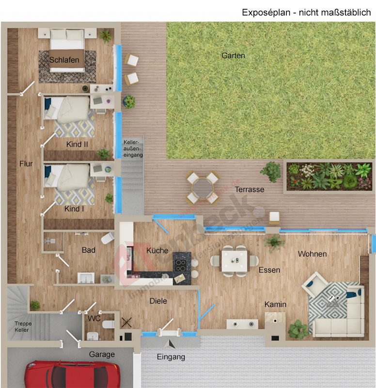 Grundriss - Erdgeschoss Bungalow Bocholt