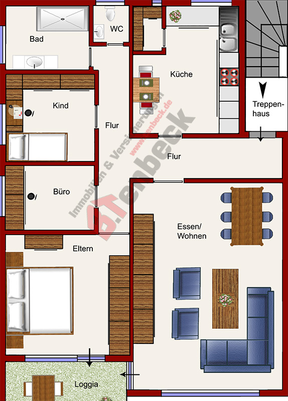 Grundriss - Obergeschoss Wohnung Bocholt