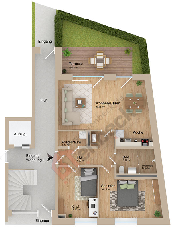 Grundriss - Wohnung 1 im EG Wohnung Bocholt