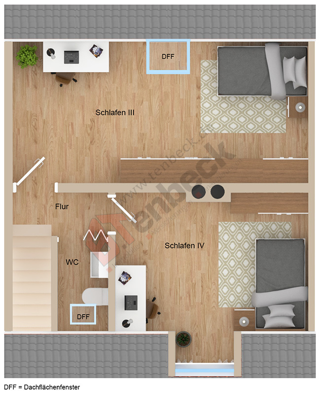 Grundriss - Dachgeschoss Reihenmittelhaus Bocholt
