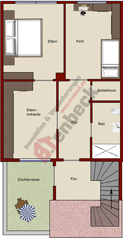 Grundriss - Obergeschoss Reihenmittelhaus Bocholt