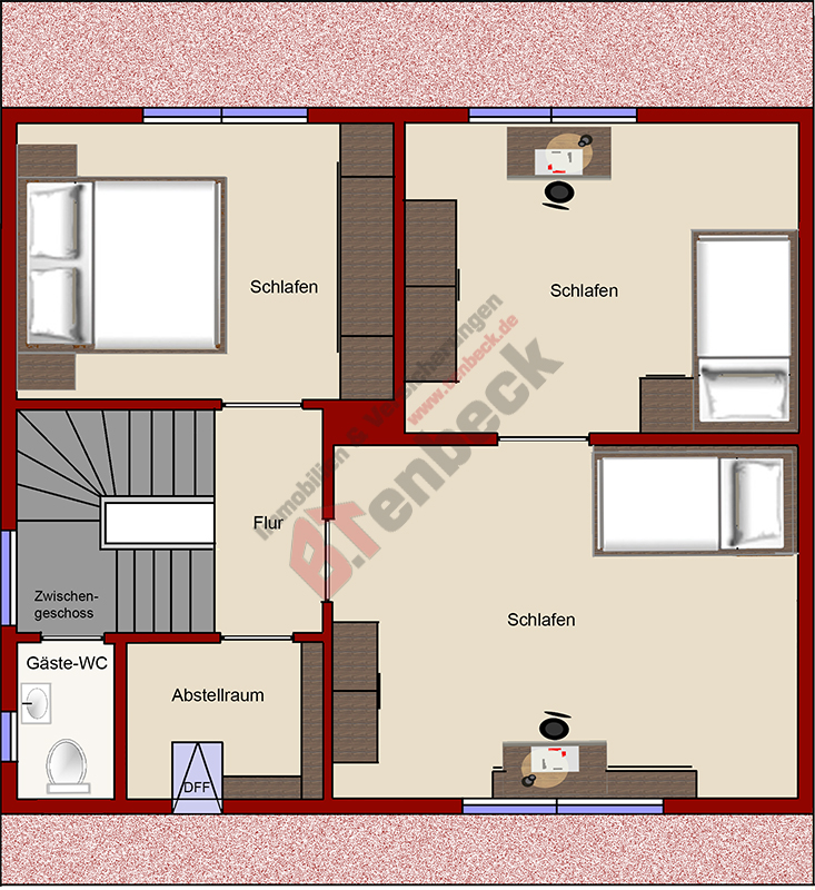 Grundriss - Dachgeschoss Doppelhaush�lfte Bocholt