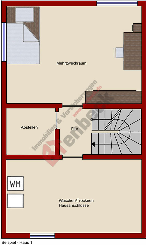 Grundriss - Souterrain Reihenendhaus Bocholt