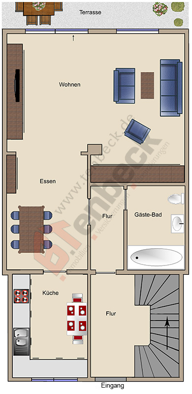 Grundriss - Erdgeschoss Reihenmittelhaus Bocholt