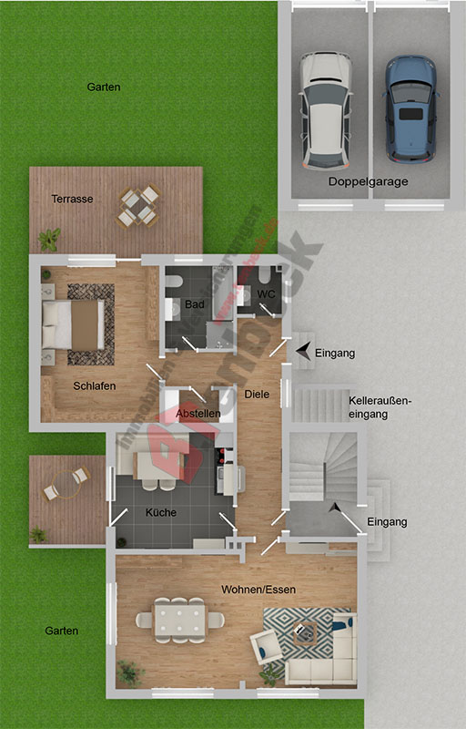 Grundriss - Erdgeschoss Zweifamilienhaus Isselburg
