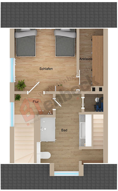 Grundriss Obergeschoss Reihenendhaus Bocholt