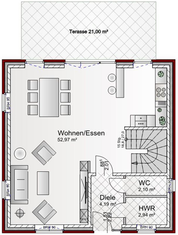 Grundriss - EG Variante Einfamilienhaus Rhede