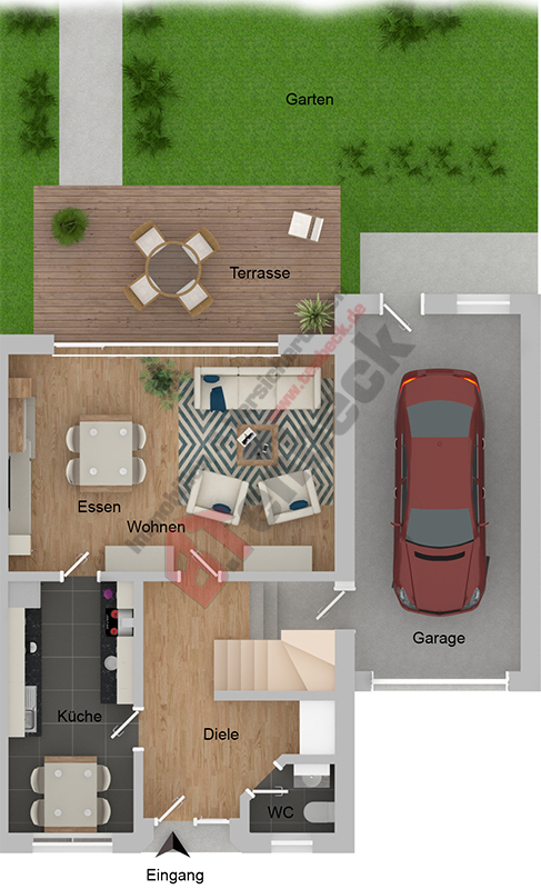 Grundriss - Erdgeschoss Doppelhaush�lfte S�dlohn