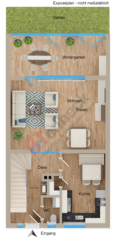 Grundriss - Erdgeschoss Reihenmittelhaus Bocholt