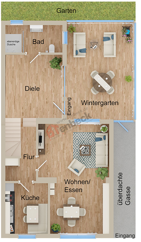 Grundriss - Erdgeschoss Doppelhaush�lfte Bocholt