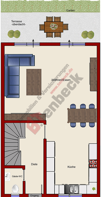 Grundriss - Erdgeschoss Reihenmittelhaus Bocholt