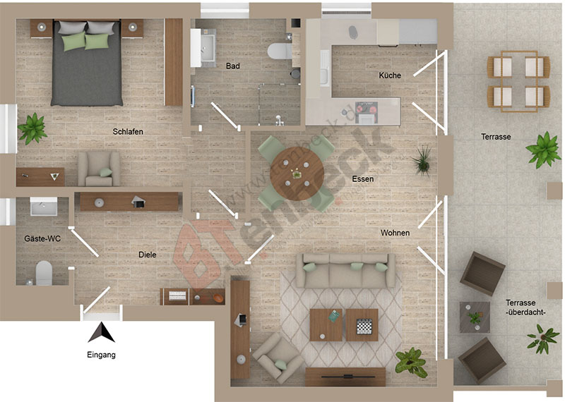 Grundriss - Erdgeschoss Wohnung Bocholt