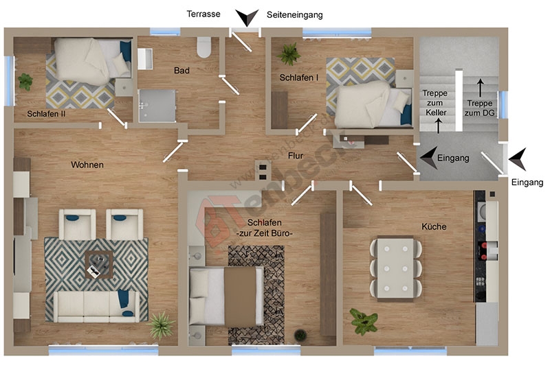 Grundriss - Erdgeschoss Zweifamilienhaus Rhede