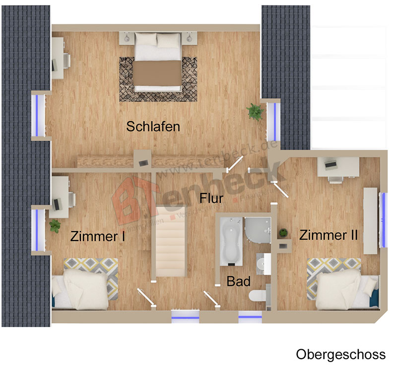 Grundriss - Obergeschoss Doppelhaush�lfte Bocholt