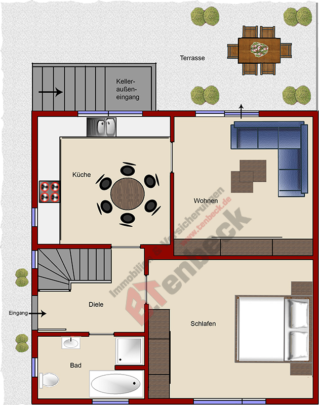 Grundriss - Erdgeschoss Doppelhaush�lfte Bocholt