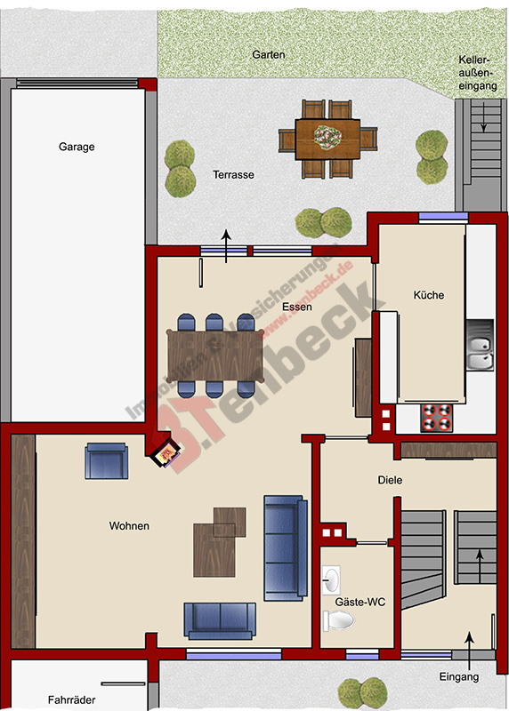 Grundriss - Erdgeschoss Reihenendhaus Bocholt