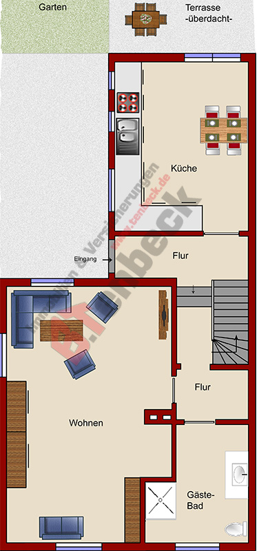 Grundriss - Erdgeschoss Doppelhaush�lfte Bocholt