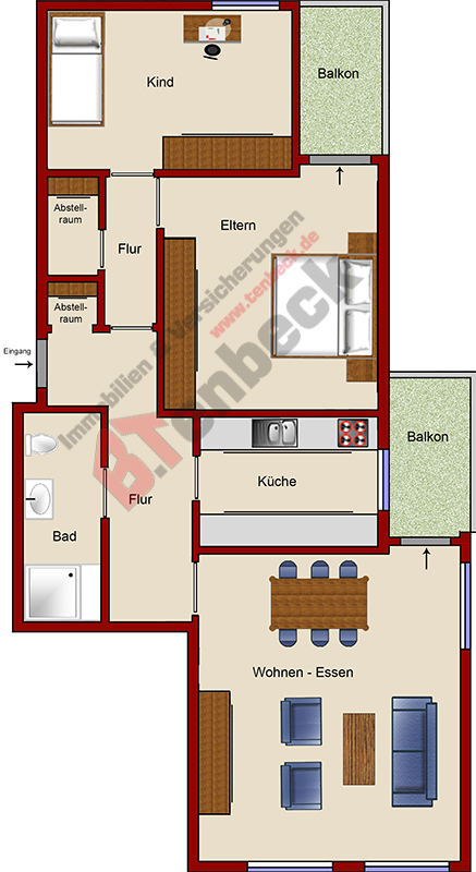 Grundriss - Erdgeschoss Wohnung Bocholt