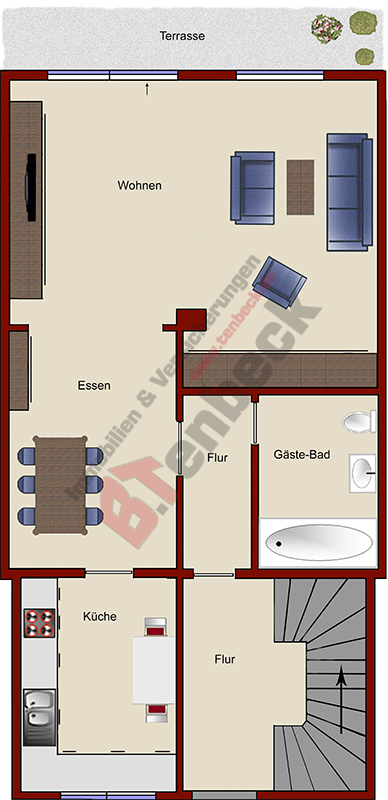 Grundriss - Erdgeschoss Reihenmittelhaus Bocholt