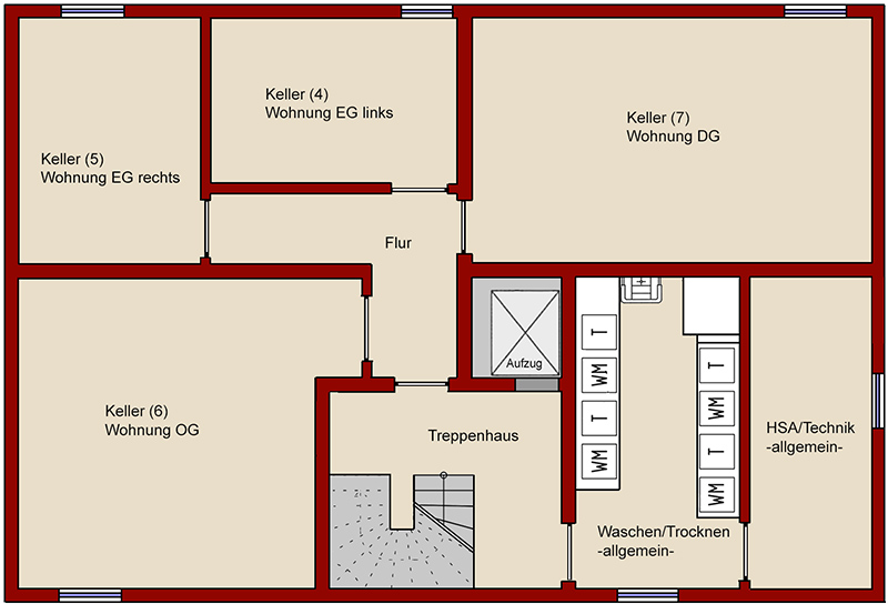 Grundriss - Keller Wohnung Bocholt