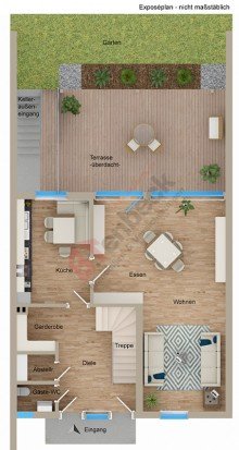 Grundriss - Erdgeschoss Einfamilienhaus mit Keller und Garage in Bocholt - N�he Aasee!