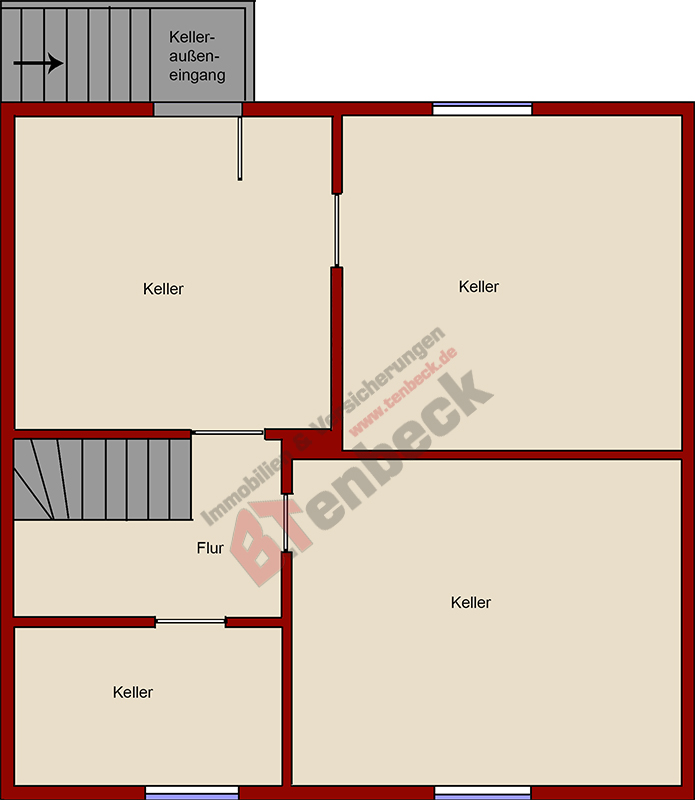 Grundriss - Keller Doppelhaush�lfte Bocholt