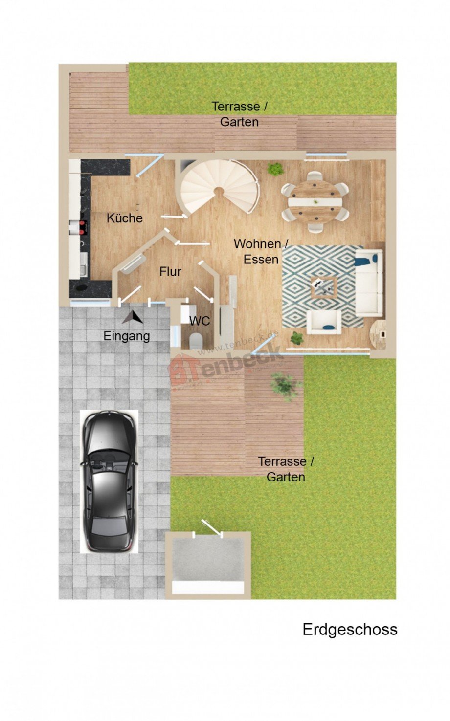 Grundriss - Erdgeschoss Reihenmittelhaus Bocholt