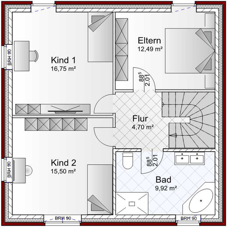 Grundriss - OG Variante Einfamilienhaus Rhede