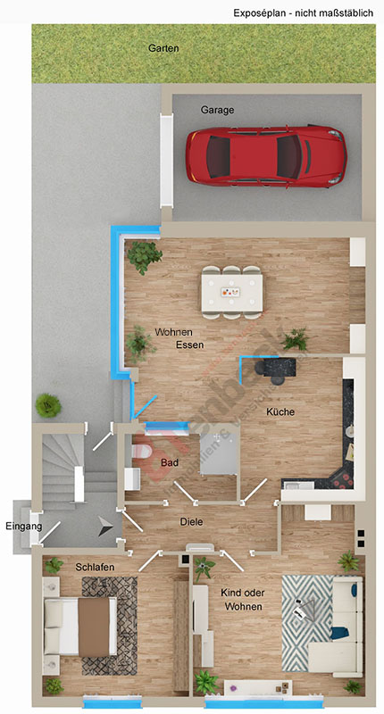 Grundriss - Erdgeschoss Zweifamilienhaus Bocholt