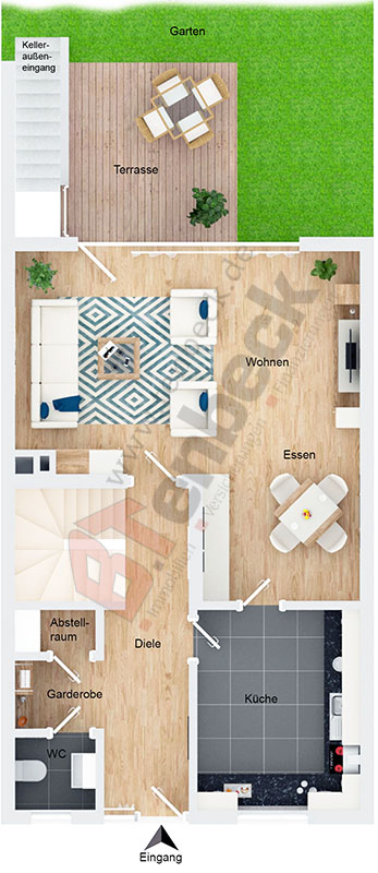 Grundriss - Erdgeschoss Reihenmittelhaus Bocholt