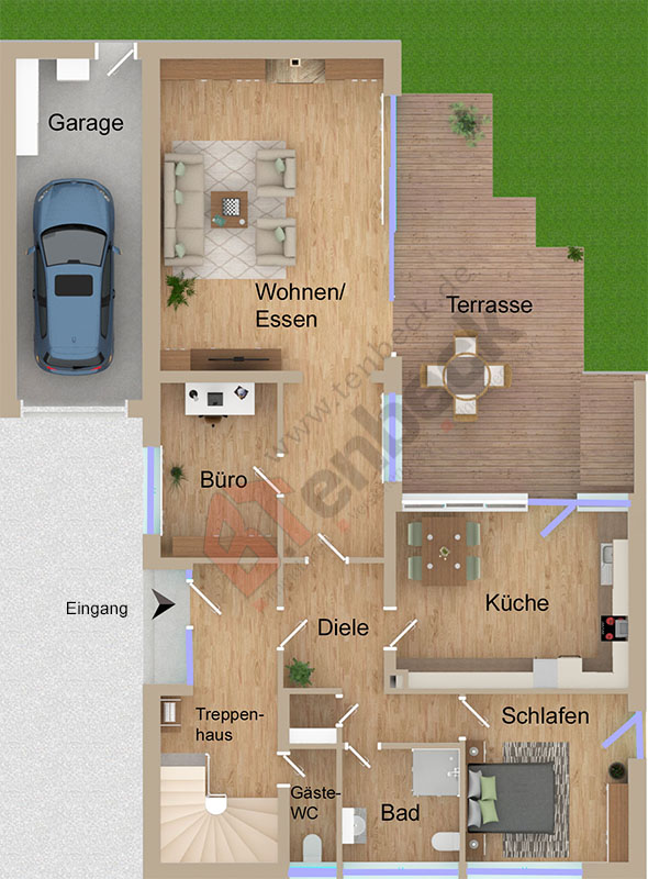Grundriss - Erdgechoss Einfamilienhaus Bocholt
