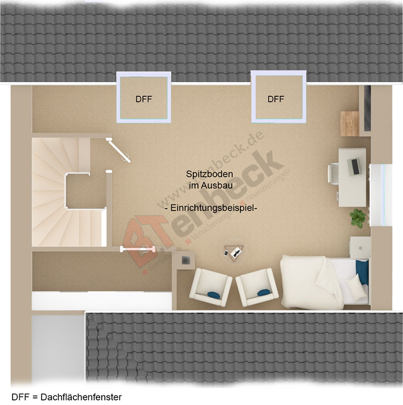 Grundriss - Spitzboden Doppelhaush�lfte Rhede