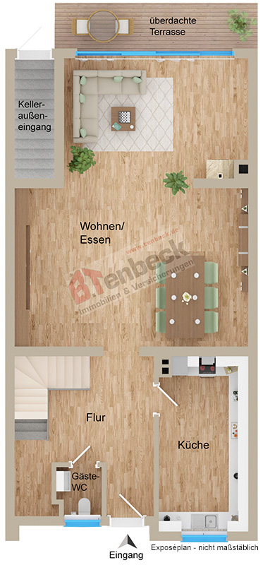 Grundriss-Erdgeschoss Reihenmittelhaus Bocholt