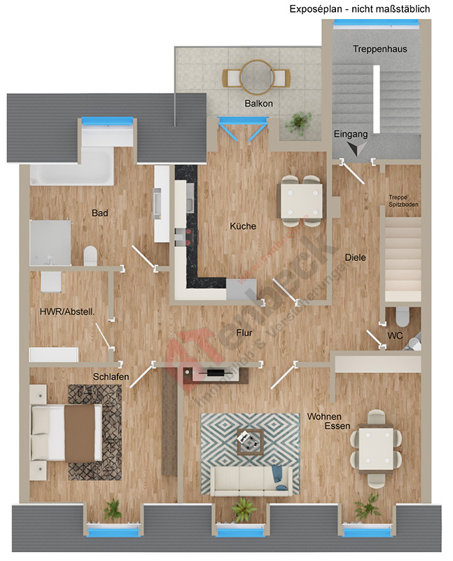 Grundriss - Dachgeschoss Wohnung Bocholt